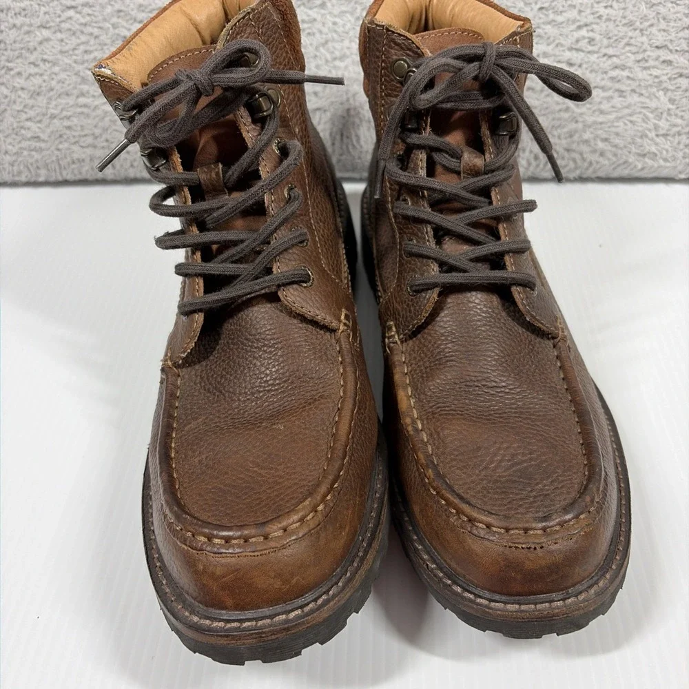 Lucky Brand Brown Leather Moc Toe Work Boots Mens 9 M-102533 Lug Heritage Logger
